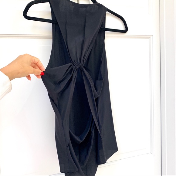 Jay Godfrey Black Silk Tank Top with Twisted Back - Picture 7 of 11